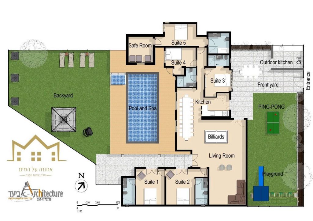 שרטוט וילה על המים